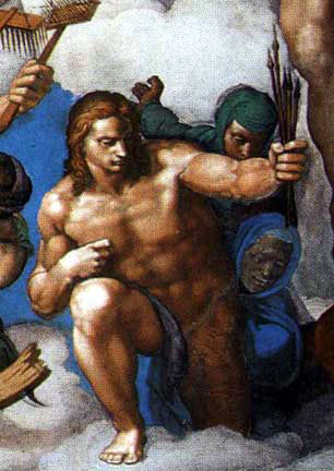 Detail Of Saint Sebastion From The Last Judgement by Michelangelo