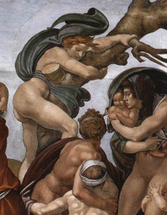 The Flood detail (1508-09) by Michelangelo